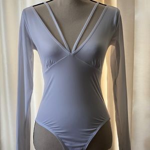 V neck white bodysuit
